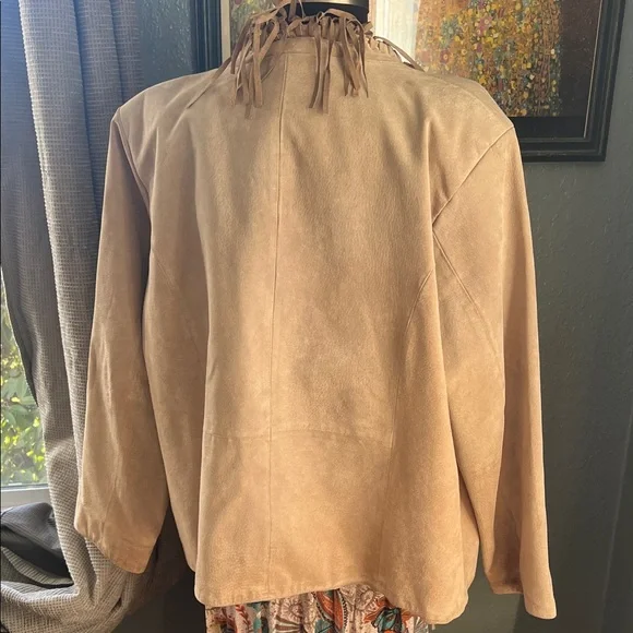 Dialogue Beige Fringe Suede Blazer - Picture 6 of 8